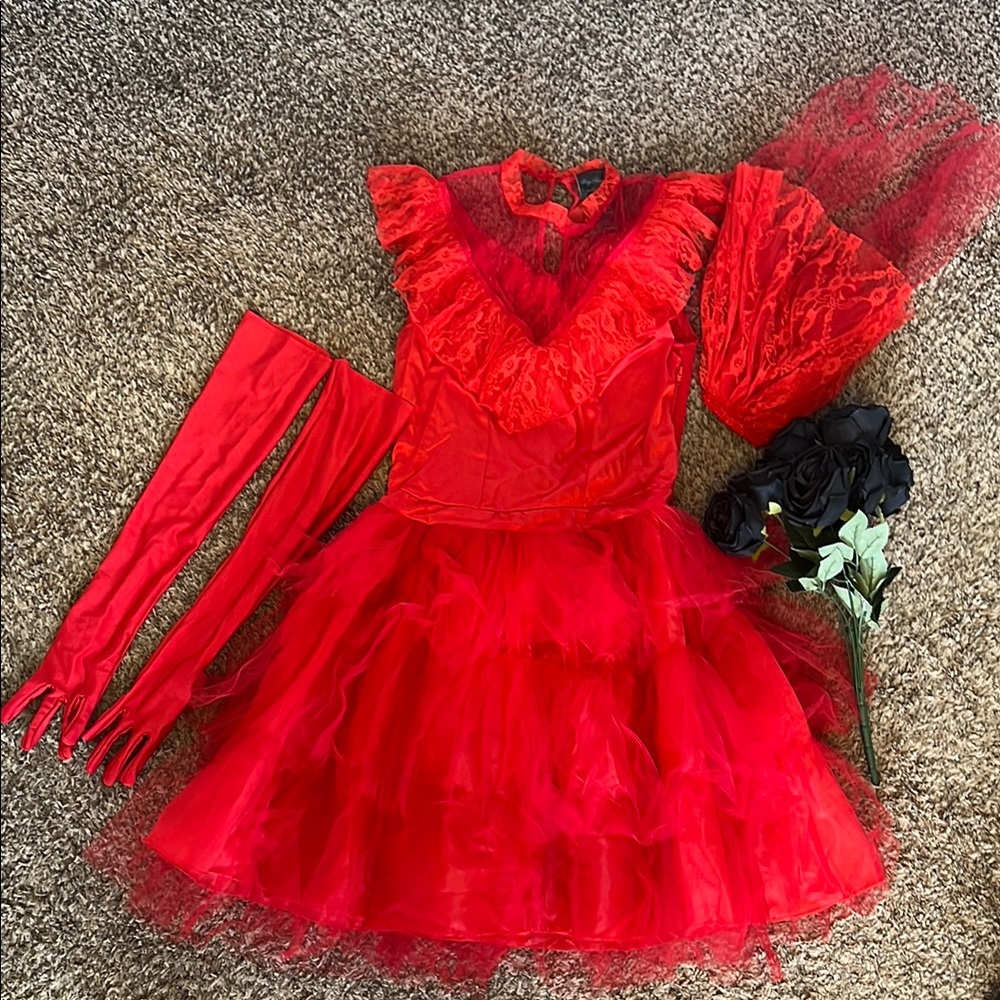 Leg Avenue Beetle Bride Costume with Ruffled Neckline and Tulle Skirt